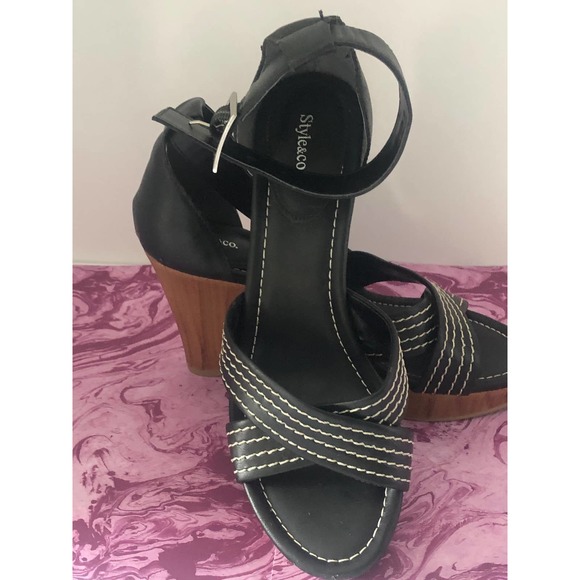 STYLE & CO Women's Black Wedge Shoe 8.58 - Picture 7 of 8